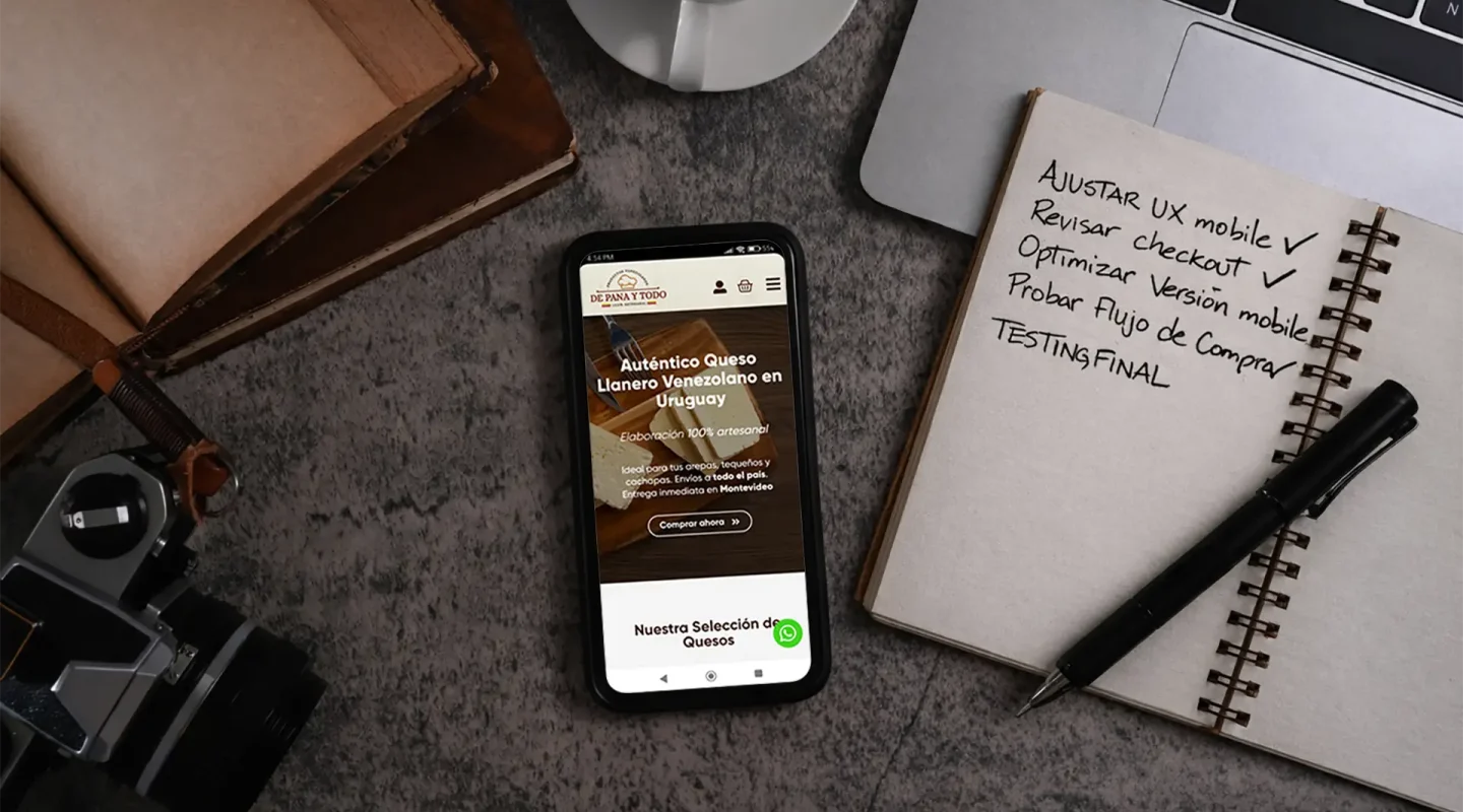 Tienda online de De Pana y Todo, emprendimiento gastronómico de productos venezolanos, visualizada en dispositivos digitales